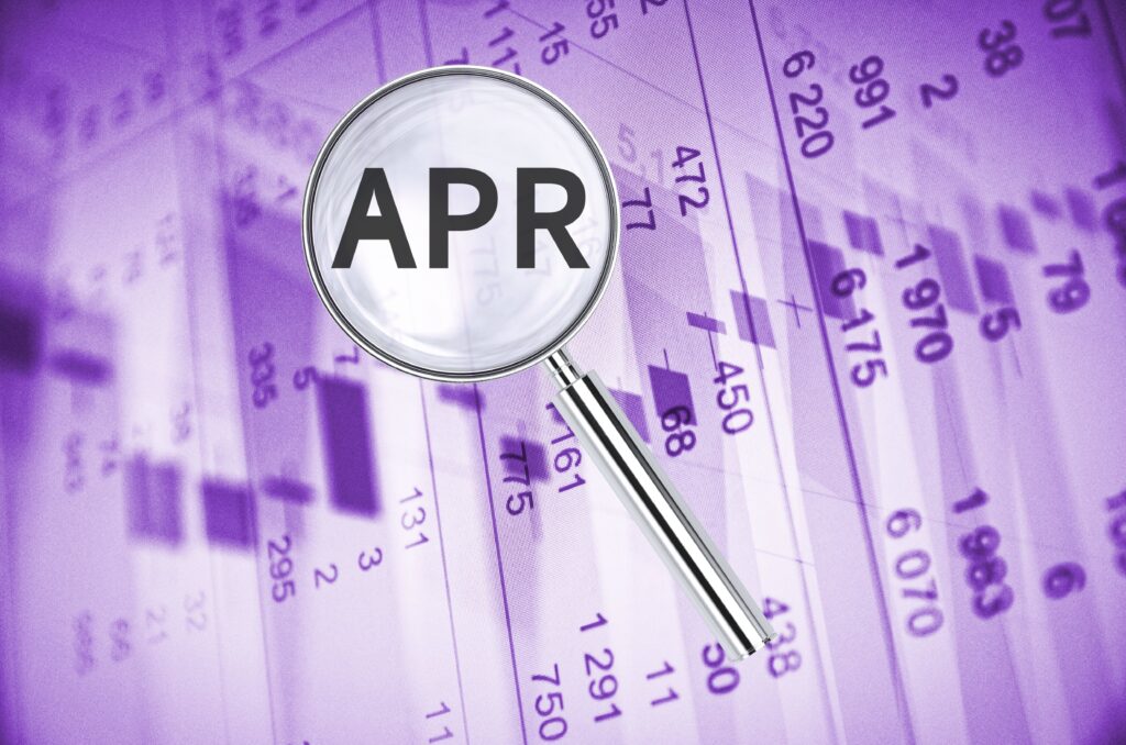 APR stands for Annual Percentage Rate and is a common term used to describe the amount of interest you will pay on a loan. APR is commonly used in car loans, credit card offers and mortgages.