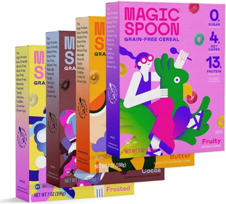 Magic Spoon cereal is a low-carbohydrate, gluten-free breakfast cereal that is made with real milk, real fruit and daily vitamins.